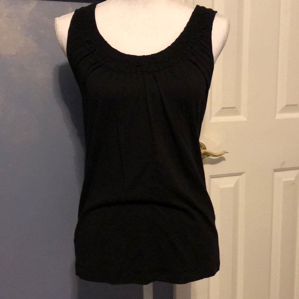 Loft Black top w/smocking. EUC